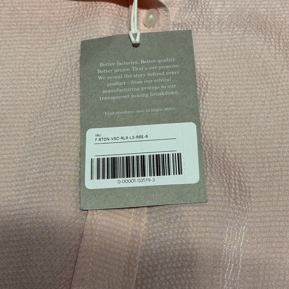 Everlane Shirt Women 6 Pink Textured Button Down Long Sleeve Relaxed Viscose NWT - Picture 9 of 13